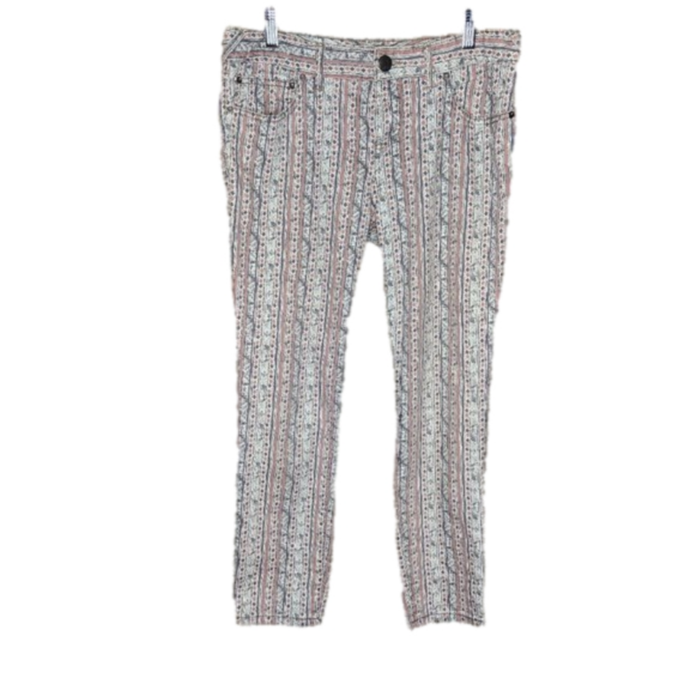 Free People Aztec Straight Pant Size 29 Pink/Cream/Grey